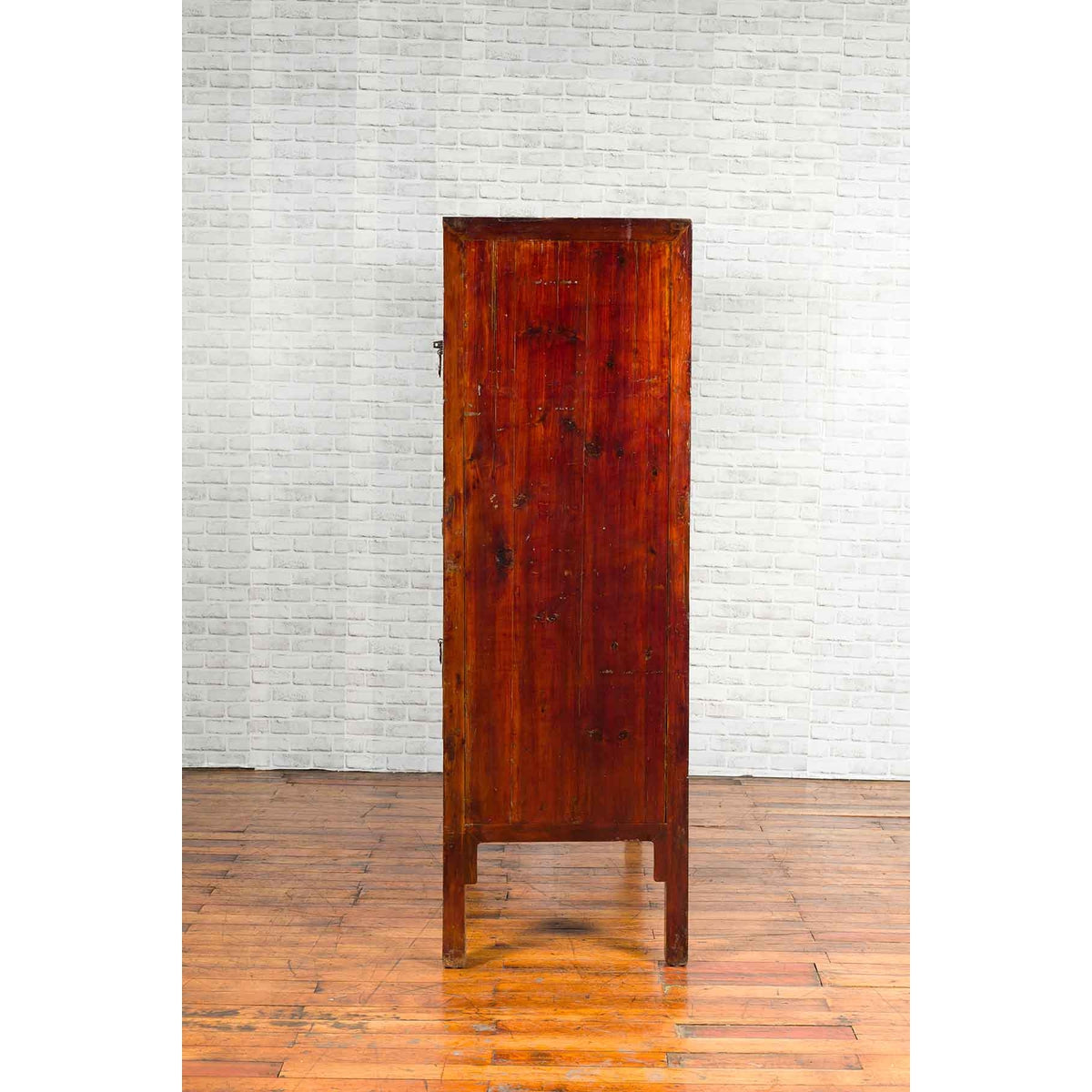 Chinese Qing Dynasty 19th Century Red Cabinet with Eight Doors and Four Drawers-19. Asian & Chinese Furniture, Art, Antiques, Vintage Home Décor for sale at FEA Home