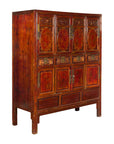 Chinese Qing Dynasty 19th Century Red Cabinet with Eight Doors and Four Drawers-1. Asian & Chinese Furniture, Art, Antiques, Vintage Home Décor for sale at FEA Home
