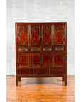 Chinese Qing Dynasty 19th Century Red Cabinet with Eight Doors and Four Drawers-20. Asian & Chinese Furniture, Art, Antiques, Vintage Home Décor for sale at FEA Home