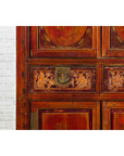 Chinese Qing Dynasty 19th Century Red Cabinet with Eight Doors and Four Drawers-9. Asian & Chinese Furniture, Art, Antiques, Vintage Home Décor for sale at FEA Home