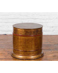 Burmese Vintage Negora Lacquer Circular Storage Bin with Vertical Stripes-15. Asian & Chinese Furniture, Art, Antiques, Vintage Home Décor for sale at FEA Home