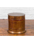 Burmese Vintage Negora Lacquer Circular Storage Bin with Vertical Stripes-17. Asian & Chinese Furniture, Art, Antiques, Vintage Home Décor for sale at FEA Home