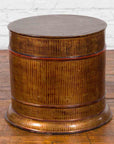 Burmese Vintage Negora Lacquer Circular Storage Bin with Vertical Stripes-3. Asian & Chinese Furniture, Art, Antiques, Vintage Home Décor for sale at FEA Home