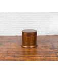 Burmese Vintage Negora Lacquer Circular Storage Bin with Vertical Stripes-7. Asian & Chinese Furniture, Art, Antiques, Vintage Home Décor for sale at FEA Home