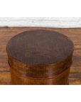 Burmese Vintage Negora Lacquer Circular Storage Bin with Vertical Stripes-8. Asian & Chinese Furniture, Art, Antiques, Vintage Home Décor for sale at FEA Home
