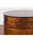 Burmese Vintage Negora Lacquer Circular Storage Bin with Vertical Stripes-10. Asian & Chinese Furniture, Art, Antiques, Vintage Home Décor for sale at FEA Home