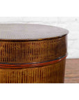 Burmese Vintage Negora Lacquer Circular Storage Bin with Vertical Stripes-11. Asian & Chinese Furniture, Art, Antiques, Vintage Home Décor for sale at FEA Home