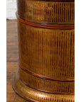 Burmese Vintage Negora Lacquer Circular Storage Bin with Vertical Stripes-13. Asian & Chinese Furniture, Art, Antiques, Vintage Home Décor for sale at FEA Home