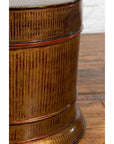 Burmese Vintage Negora Lacquer Circular Storage Bin with Vertical Stripes-14. Asian & Chinese Furniture, Art, Antiques, Vintage Home Décor for sale at FEA Home