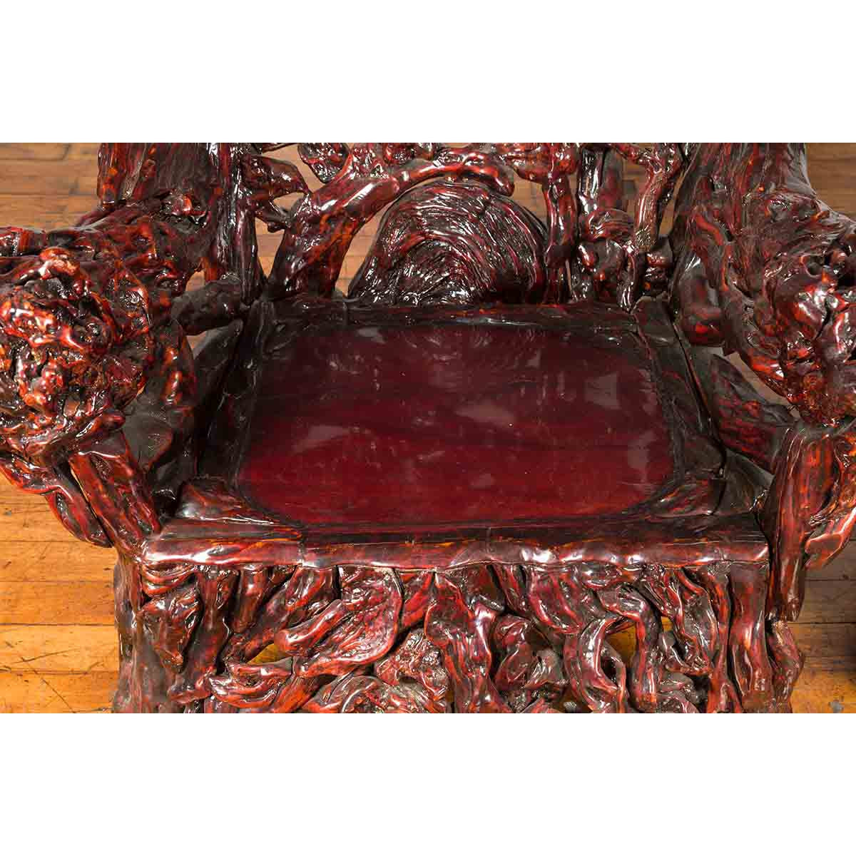 Chinese Handcrafted Dark Azalea Root Armchairs from China-16. Asian & Chinese Furniture, Art, Antiques, Vintage Home Décor for sale at FEA Home