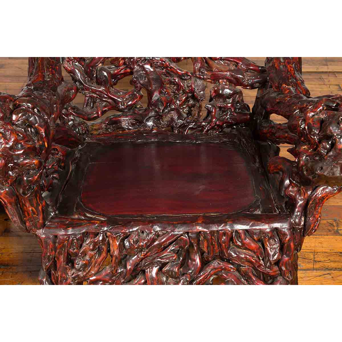 Chinese Handcrafted Dark Azalea Root Armchairs from China-17. Asian & Chinese Furniture, Art, Antiques, Vintage Home Décor for sale at FEA Home
