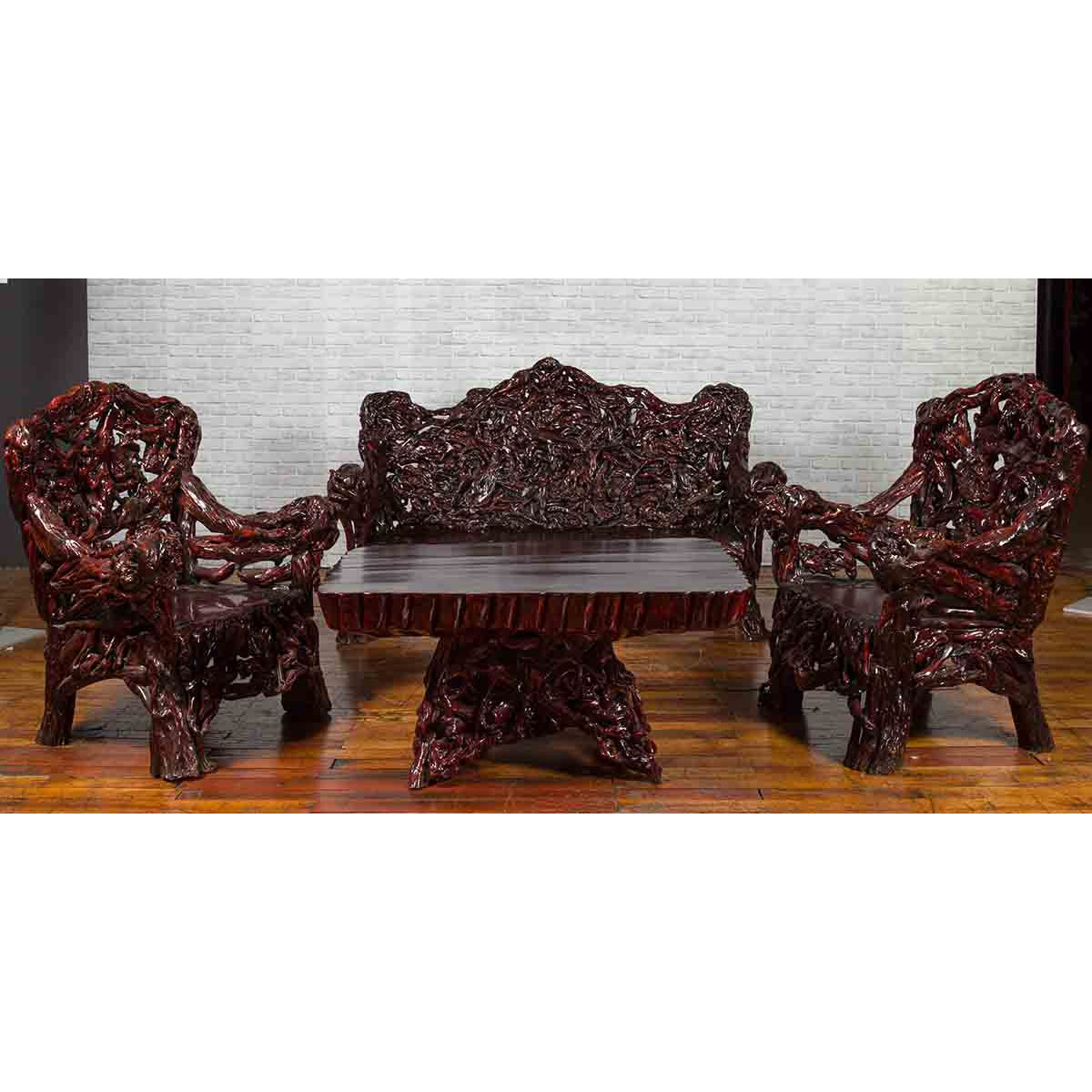Chinese Handcrafted Dark Azalea Root Armchairs from China-19. Asian & Chinese Furniture, Art, Antiques, Vintage Home Décor for sale at FEA Home