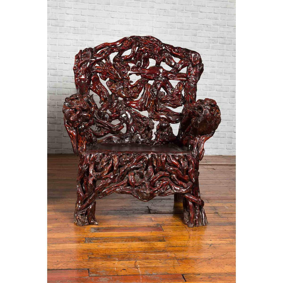 Chinese Handcrafted Dark Azalea Root Armchairs from China-9. Asian & Chinese Furniture, Art, Antiques, Vintage Home Décor for sale at FEA Home
