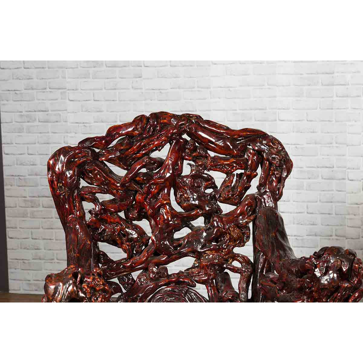 Chinese Handcrafted Dark Azalea Root Armchairs from China-10. Asian & Chinese Furniture, Art, Antiques, Vintage Home Décor for sale at FEA Home