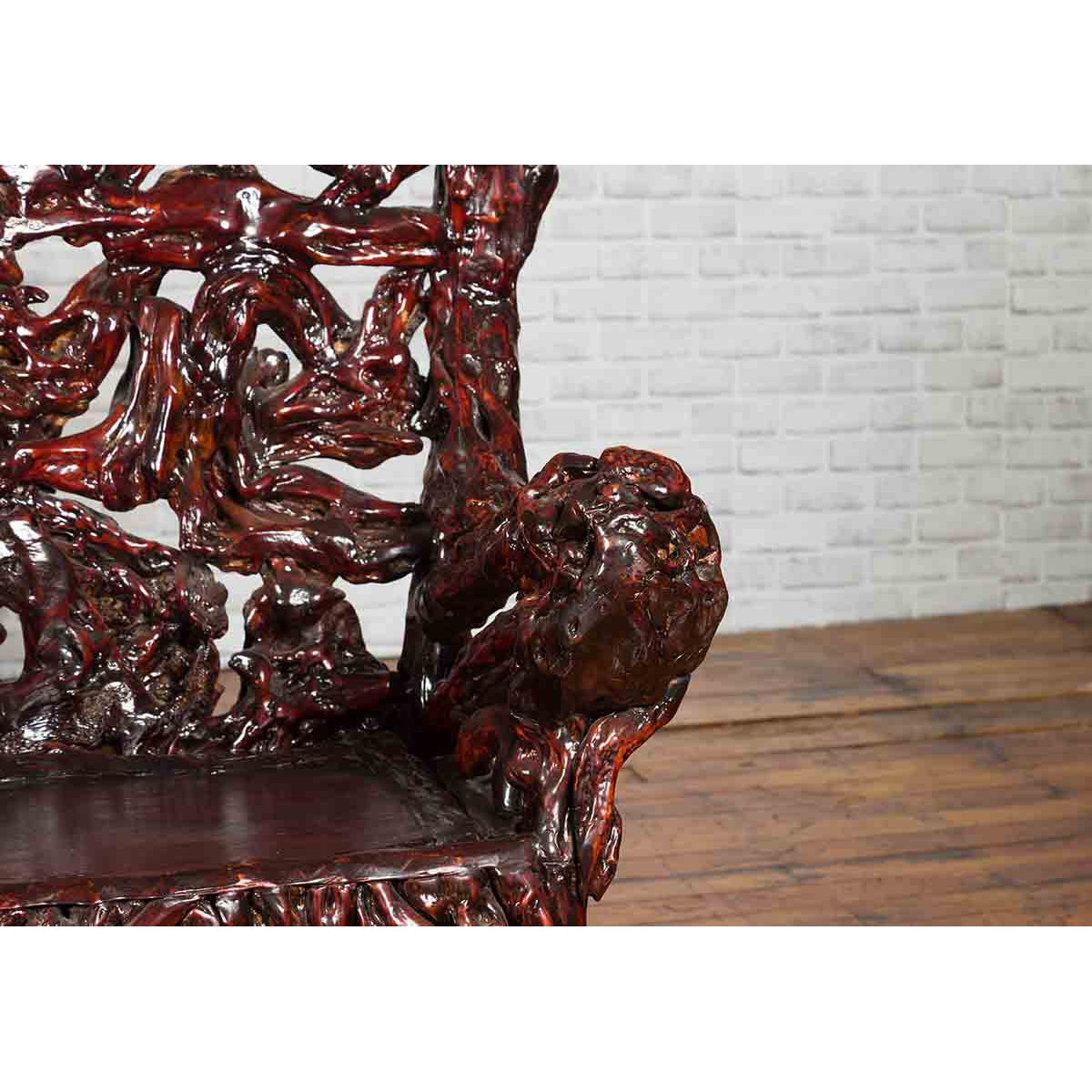 Chinese Handcrafted Dark Azalea Root Armchairs from China-13. Asian & Chinese Furniture, Art, Antiques, Vintage Home Décor for sale at FEA Home
