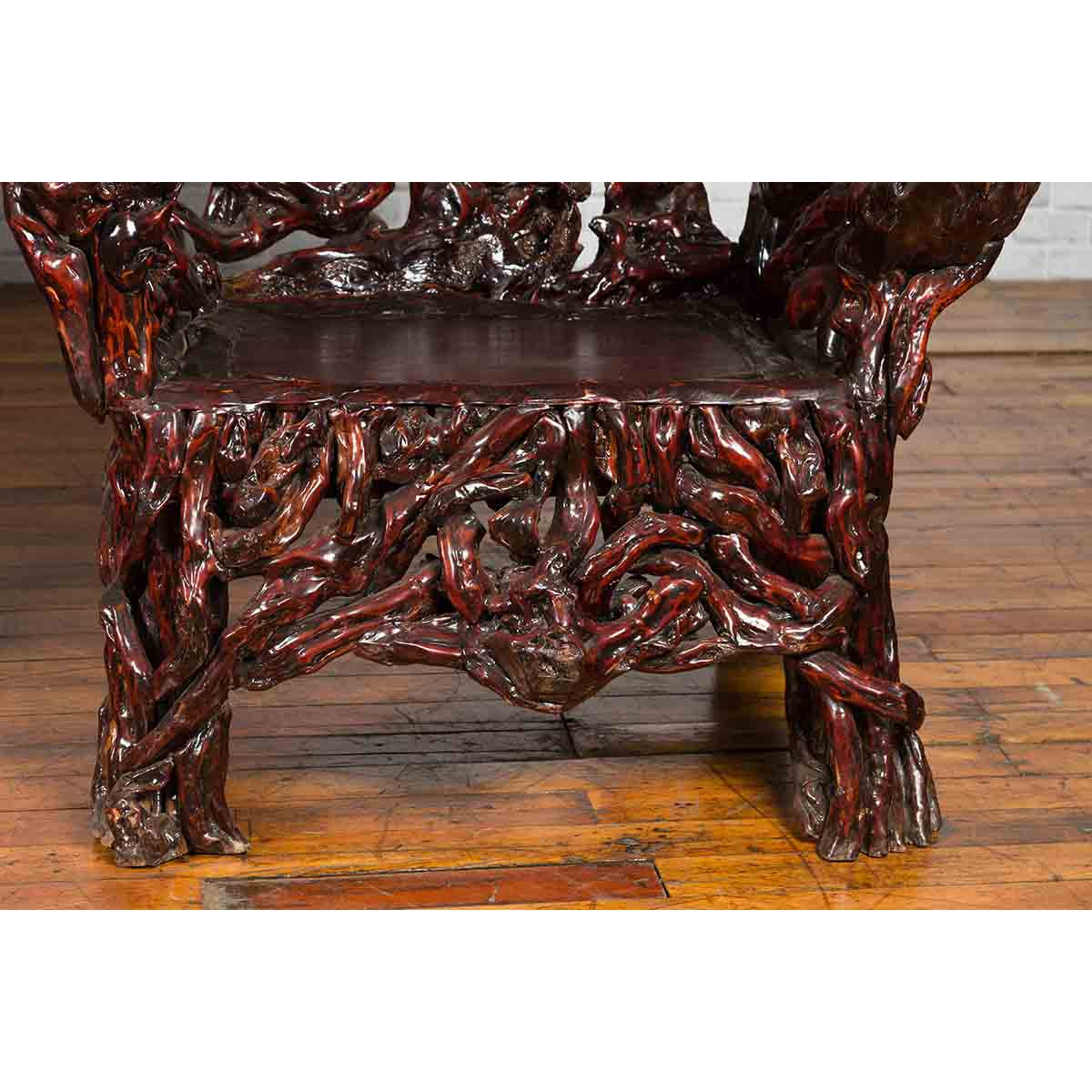 Chinese Handcrafted Dark Azalea Root Armchairs from China-14. Asian & Chinese Furniture, Art, Antiques, Vintage Home Décor for sale at FEA Home