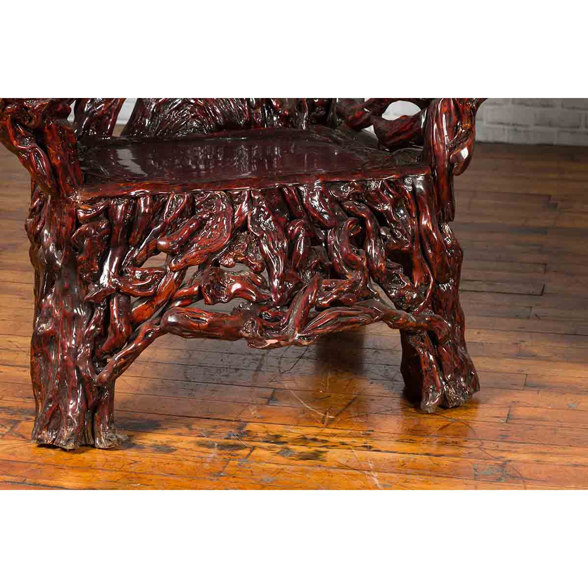 Chinese Handcrafted Dark Azalea Root Armchairs from China-15. Asian & Chinese Furniture, Art, Antiques, Vintage Home Décor for sale at FEA Home