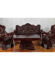 Chinese Late 20th Century Hand Carved Azalea Wood Root Lacquered Settee-15. Asian & Chinese Furniture, Art, Antiques, Vintage Home Décor for sale at FEA Home