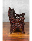 Chinese Late 20th Century Hand Carved Azalea Wood Root Lacquered Settee-7. Asian & Chinese Furniture, Art, Antiques, Vintage Home Décor for sale at FEA Home