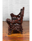 Chinese Late 20th Century Hand Carved Azalea Wood Root Lacquered Settee-5. Asian & Chinese Furniture, Art, Antiques, Vintage Home Décor for sale at FEA Home