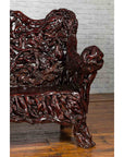 Chinese Late 20th Century Hand Carved Azalea Wood Root Lacquered Settee-11. Asian & Chinese Furniture, Art, Antiques, Vintage Home Décor for sale at FEA Home