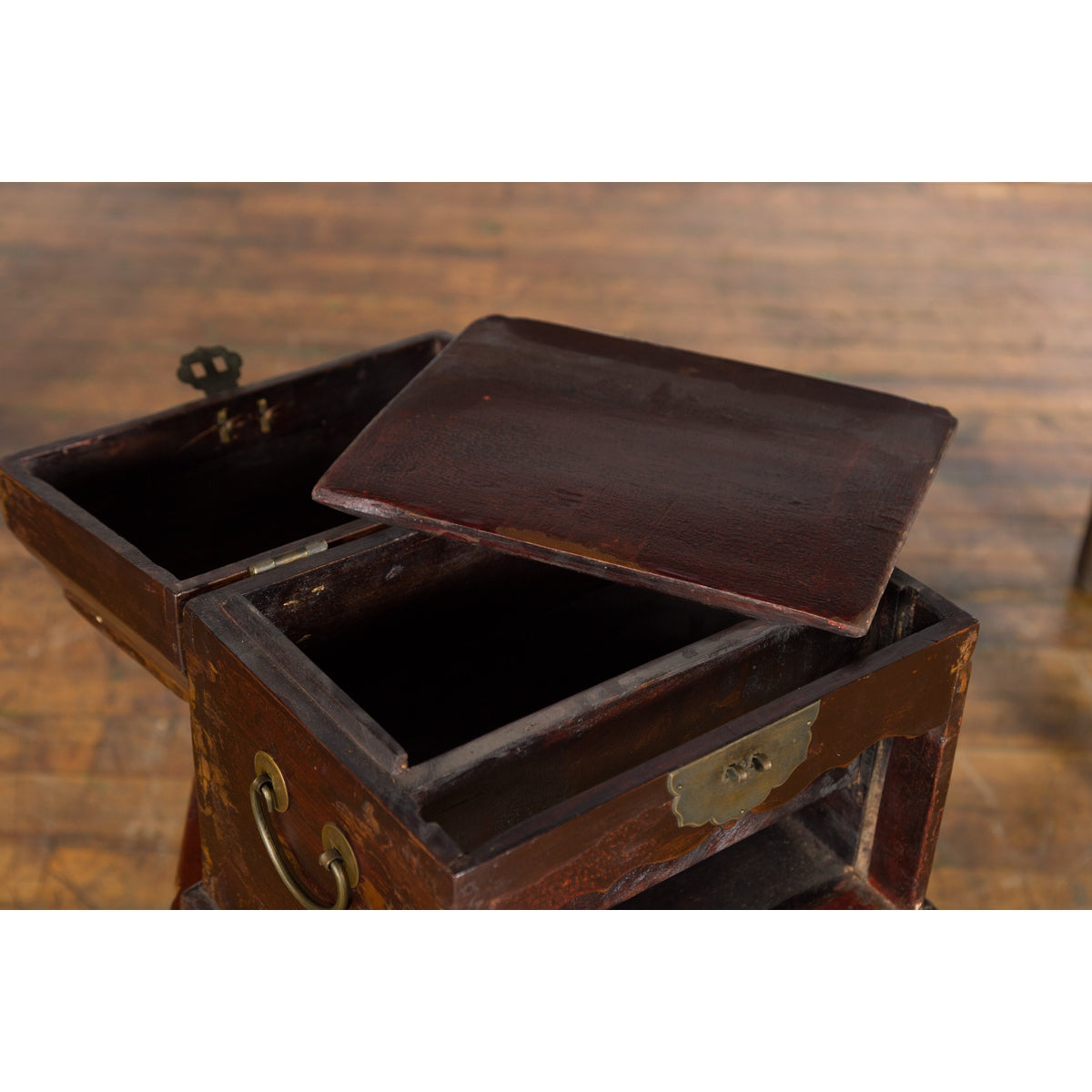 Chinese Early 20th Century Document Box with Scalloped Décor and Removable Panel-6. Asian & Chinese Furniture, Art, Antiques, Vintage Home Décor for sale at FEA Home