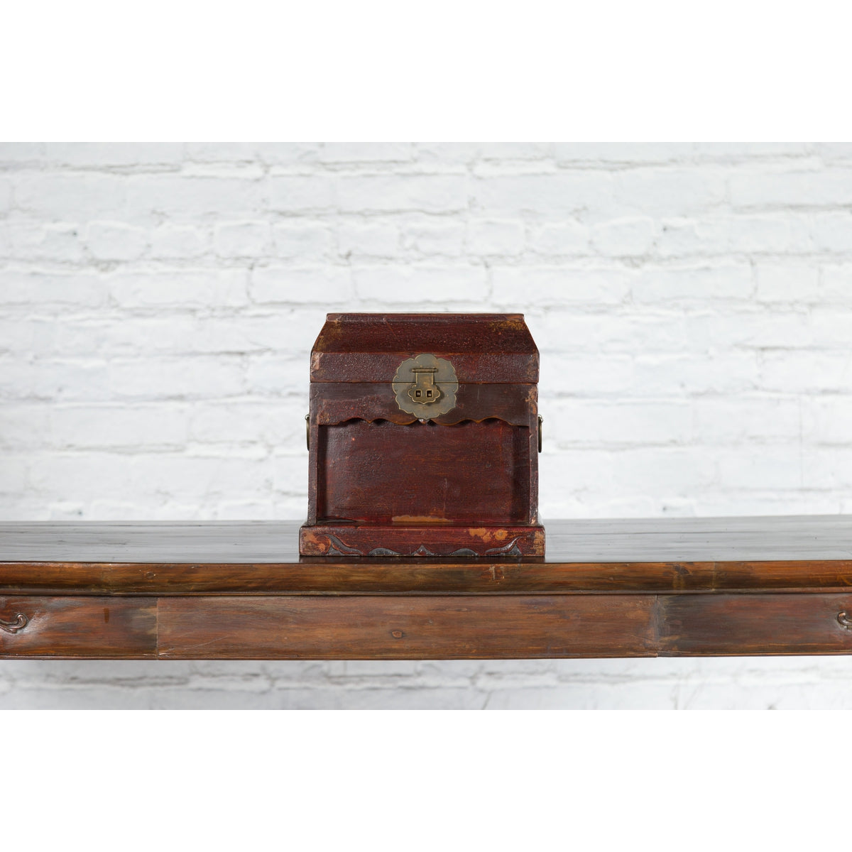 Chinese Early 20th Century Document Box with Scalloped Décor and Removable Panel-7. Asian & Chinese Furniture, Art, Antiques, Vintage Home Décor for sale at FEA Home