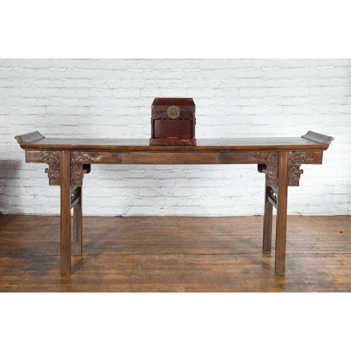 Chinese Early 20th Century Document Box with Scalloped Décor and Removable Panel-4. Asian & Chinese Furniture, Art, Antiques, Vintage Home Décor for sale at FEA Home