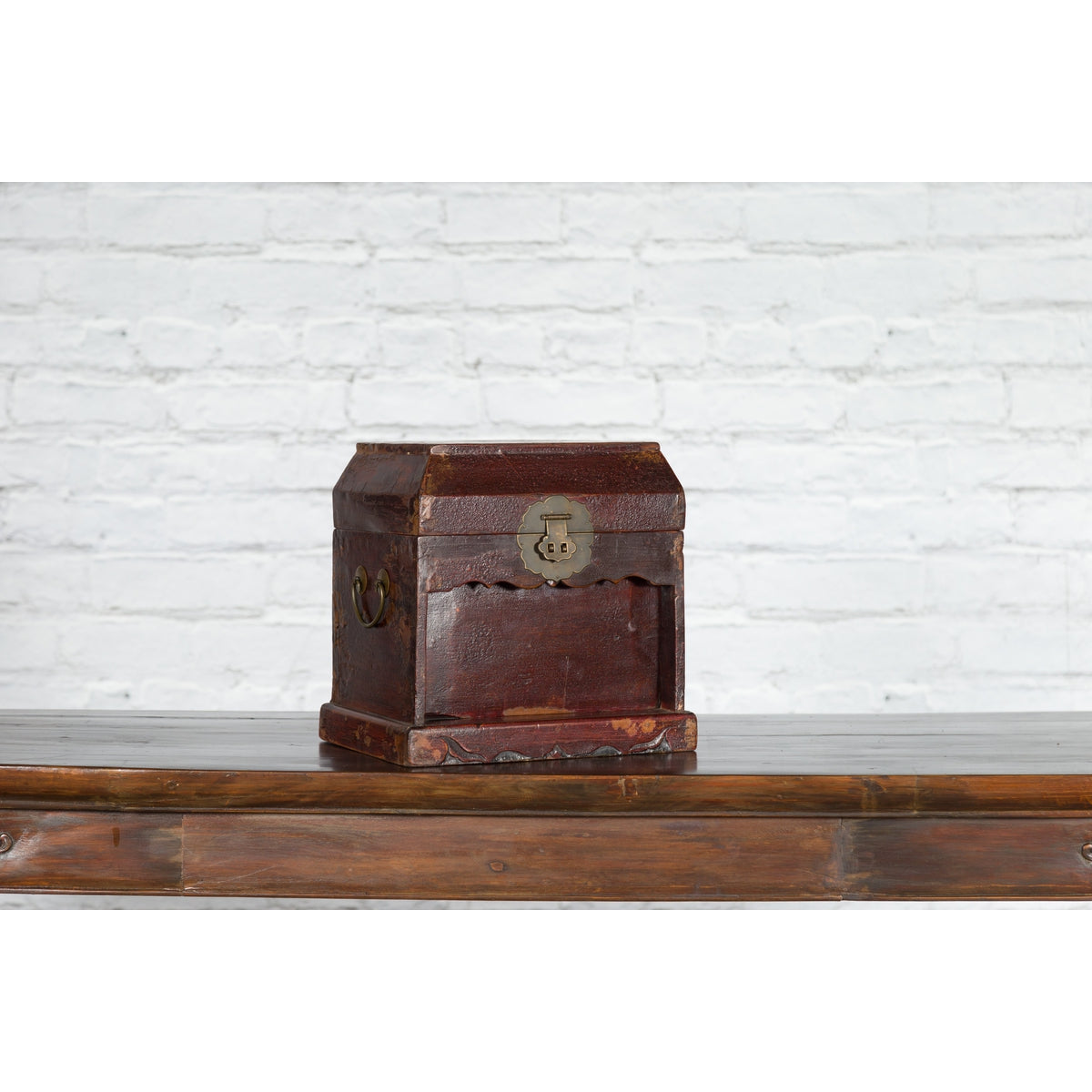 Chinese Early 20th Century Document Box with Scalloped Décor and Removable Panel-9. Asian & Chinese Furniture, Art, Antiques, Vintage Home Décor for sale at FEA Home