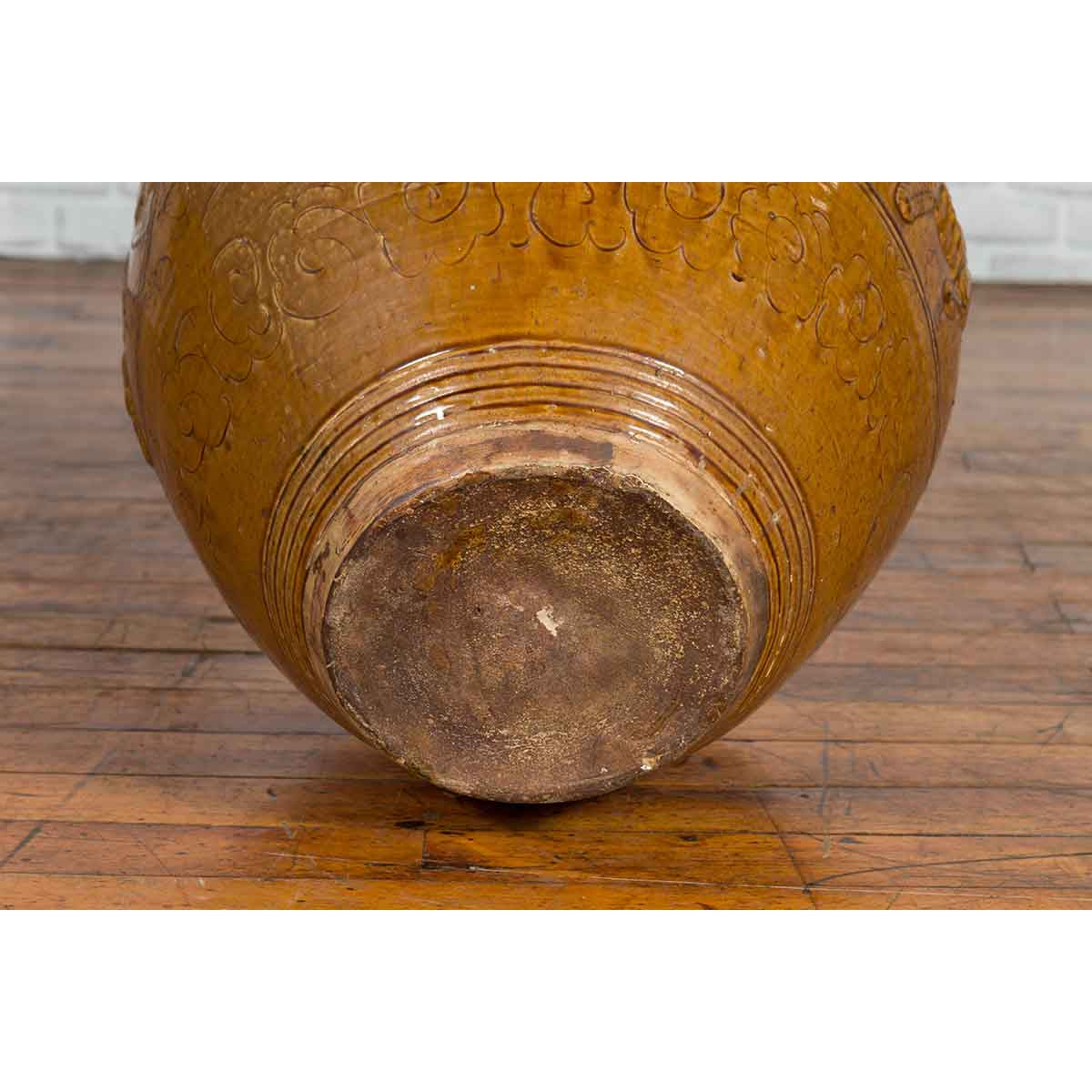 Ming Dynasty Golden Brown Glazed Martaban Water Jar with Tiger Motifs-11. Asian & Chinese Furniture, Art, Antiques, Vintage Home Décor for sale at FEA Home