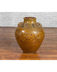 Ming Dynasty Golden Brown Glazed Martaban Water Jar with Tiger Motifs-4. Asian & Chinese Furniture, Art, Antiques, Vintage Home Décor for sale at FEA Home