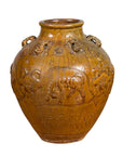 Ming Dynasty Golden Brown Glazed Martaban Water Jar with Tiger Motifs-1. Asian & Chinese Furniture, Art, Antiques, Vintage Home Décor for sale at FEA Home