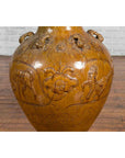 Ming Dynasty Golden Brown Glazed Martaban Water Jar with Tiger Motifs-8. Asian & Chinese Furniture, Art, Antiques, Vintage Home Décor for sale at FEA Home