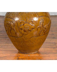 Ming Dynasty Golden Brown Glazed Martaban Water Jar with Tiger Motifs-9. Asian & Chinese Furniture, Art, Antiques, Vintage Home Décor for sale at FEA Home