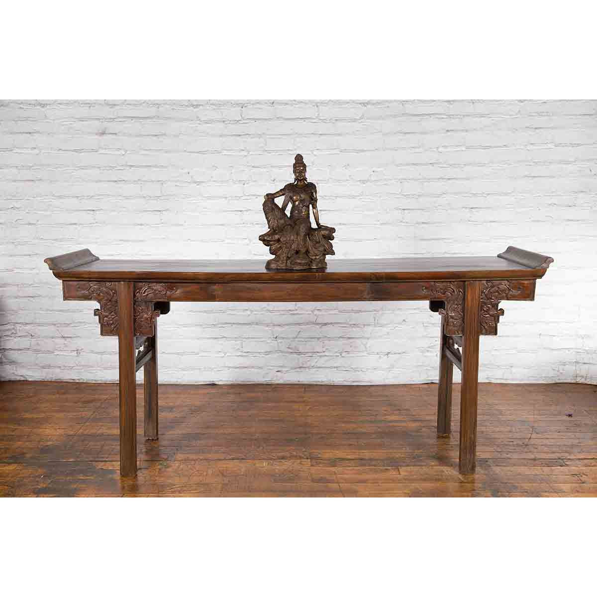 Vintage Bronze Statuette Depicting Quan Yin Seated on a Rocky Formation-3. Asian & Chinese Furniture, Art, Antiques, Vintage Home Décor for sale at FEA Home