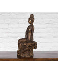 Vintage Bronze Statuette Depicting Quan Yin Seated on a Rocky Formation-15. Asian & Chinese Furniture, Art, Antiques, Vintage Home Décor for sale at FEA Home