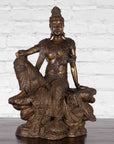 Vintage Bronze Statuette Depicting Quan Yin Seated on a Rocky Formation-2. Asian & Chinese Furniture, Art, Antiques, Vintage Home Décor for sale at FEA Home