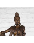 Vintage Bronze Statuette Depicting Quan Yin Seated on a Rocky Formation-5. Asian & Chinese Furniture, Art, Antiques, Vintage Home Décor for sale at FEA Home