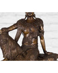 Vintage Bronze Statuette Depicting Quan Yin Seated on a Rocky Formation-6. Asian & Chinese Furniture, Art, Antiques, Vintage Home Décor for sale at FEA Home