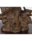 Vintage Bronze Statuette Depicting Quan Yin Seated on a Rocky Formation-7. Asian & Chinese Furniture, Art, Antiques, Vintage Home Décor for sale at FEA Home