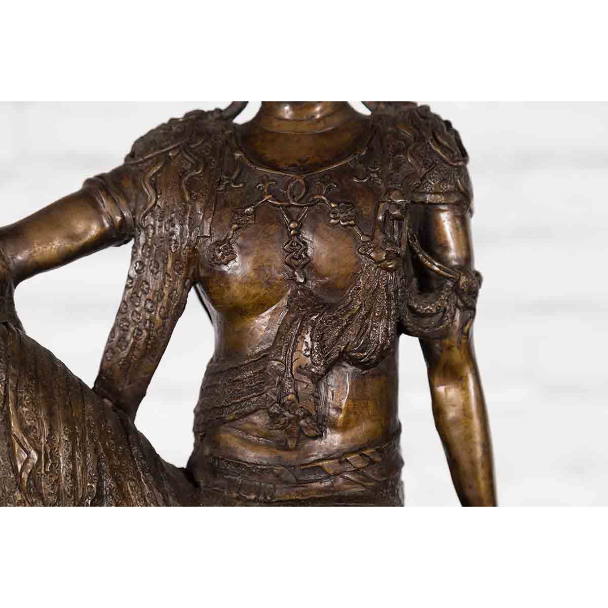 Vintage Bronze Statuette Depicting Quan Yin Seated on a Rocky Formation-8. Asian & Chinese Furniture, Art, Antiques, Vintage Home Décor for sale at FEA Home