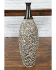Tall Contemporary Artisan Prem Collection Black Neck Vase White Dripping Décor-2. Asian & Chinese Furniture, Art, Antiques, Vintage Home Décor for sale at FEA Home