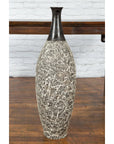 Tall Contemporary Artisan Prem Collection Black Neck Vase White Dripping Décor-3. Asian & Chinese Furniture, Art, Antiques, Vintage Home Décor for sale at FEA Home