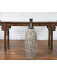 Tall Contemporary Artisan Prem Collection Black Neck Vase White Dripping Décor-5. Asian & Chinese Furniture, Art, Antiques, Vintage Home Décor for sale at FEA Home