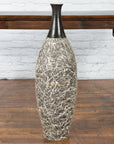 Tall Contemporary Artisan Prem Collection Black Neck Vase White Dripping Décor-7. Asian & Chinese Furniture, Art, Antiques, Vintage Home Décor for sale at FEA Home