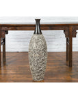 Tall Contemporary Artisan Prem Collection Black Neck Vase White Dripping Décor-8. Asian & Chinese Furniture, Art, Antiques, Vintage Home Décor for sale at FEA Home