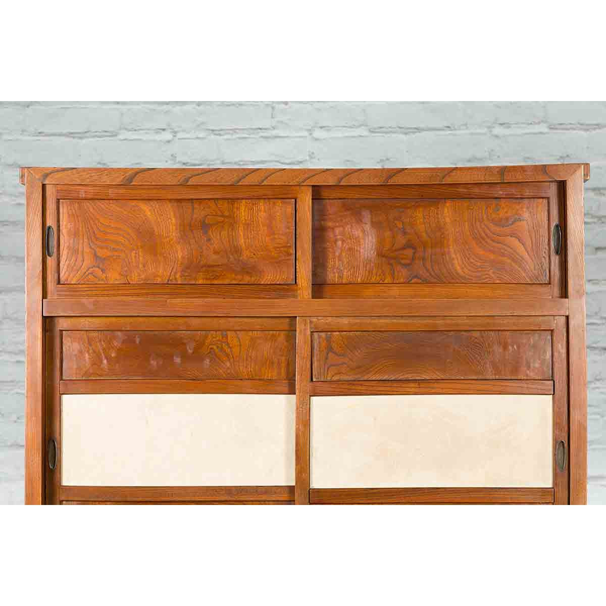 Japanese Meiji Period Kanto Style Kiri Wood Kitchen Cabinet with Sliding Doors-5. Asian & Chinese Furniture, Art, Antiques, Vintage Home Décor for sale at FEA Home