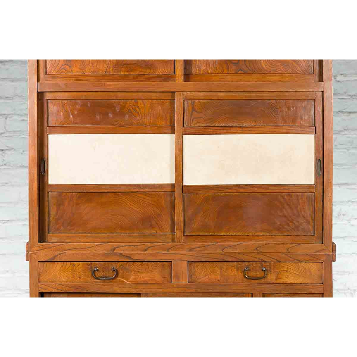 Japanese Meiji Period Kanto Style Kiri Wood Kitchen Cabinet with Sliding Doors-6. Asian & Chinese Furniture, Art, Antiques, Vintage Home Décor for sale at FEA Home