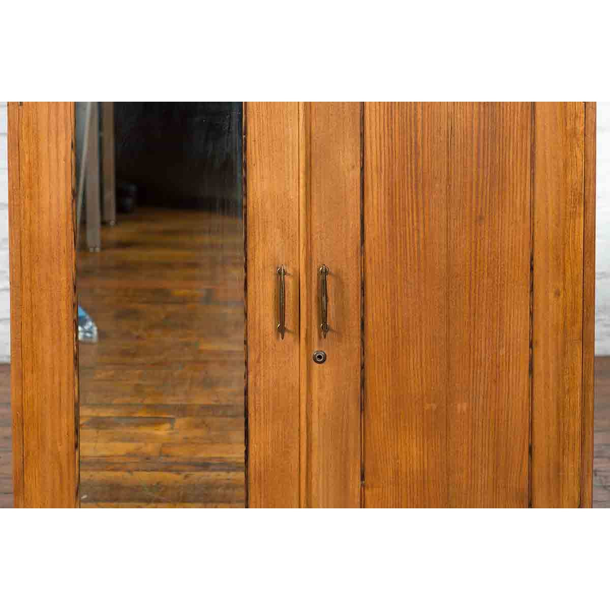 Japanese Early 20th Century Wooden Tansu Clothing Cabinet with Mirrored Door-10. Asian & Chinese Furniture, Art, Antiques, Vintage Home Décor for sale at FEA Home