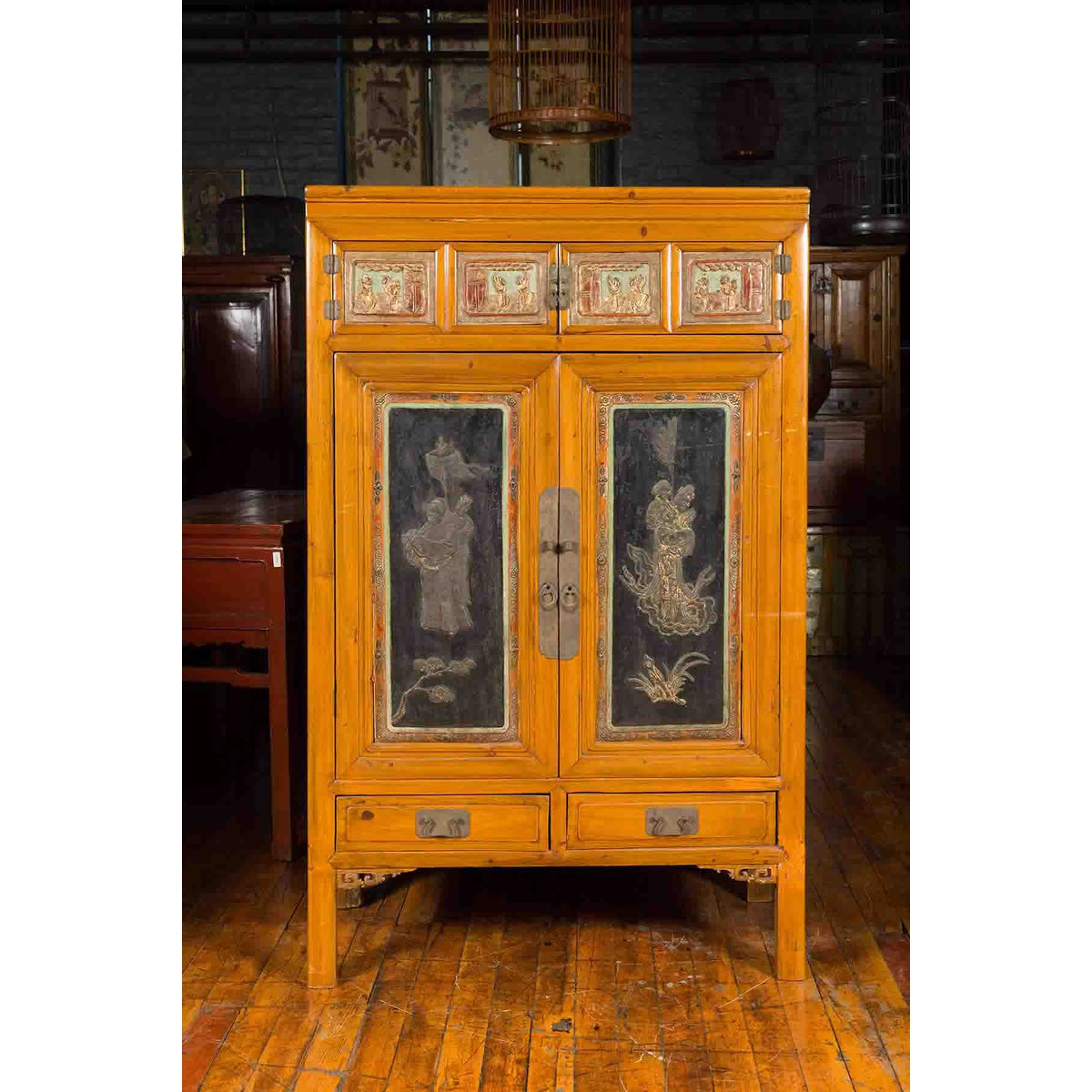 Chinese Qing Dynasty 19th Century Cabinet with Guanyin and Ceremonial Ancestors-3. Asian & Chinese Furniture, Art, Antiques, Vintage Home Décor for sale at FEA Home